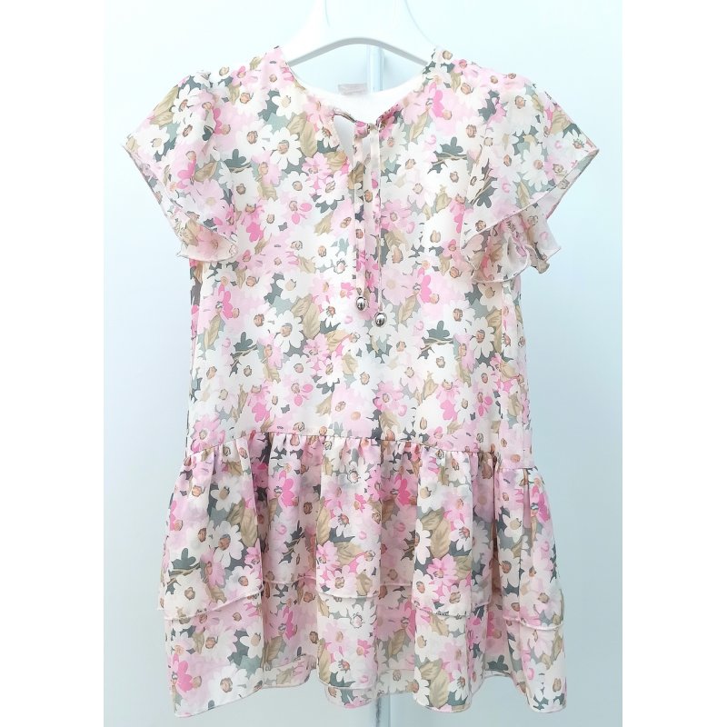 Sukienka szyfonowa w pastelowe kwiaty Malwina  - 1