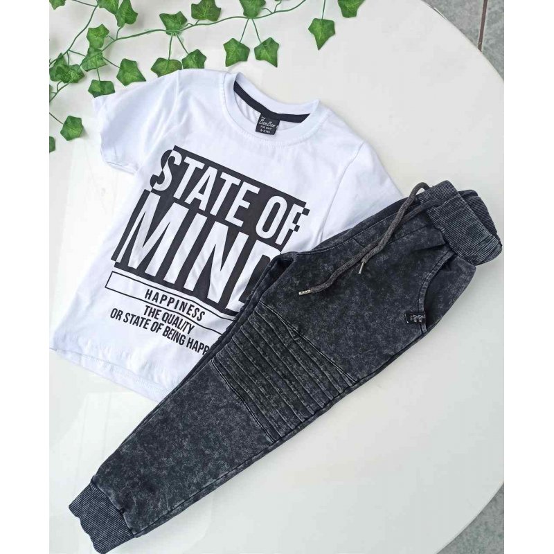 BamBam Komplet dresowy biało-czarny state of mind  - 1