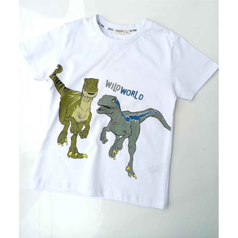 Breeze Bluzka biała z dinozaurem  - 3