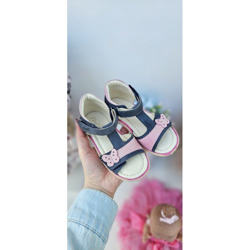 Emel buty sandały granatowo różowe z motylkiem E2637-12 Emel - 1