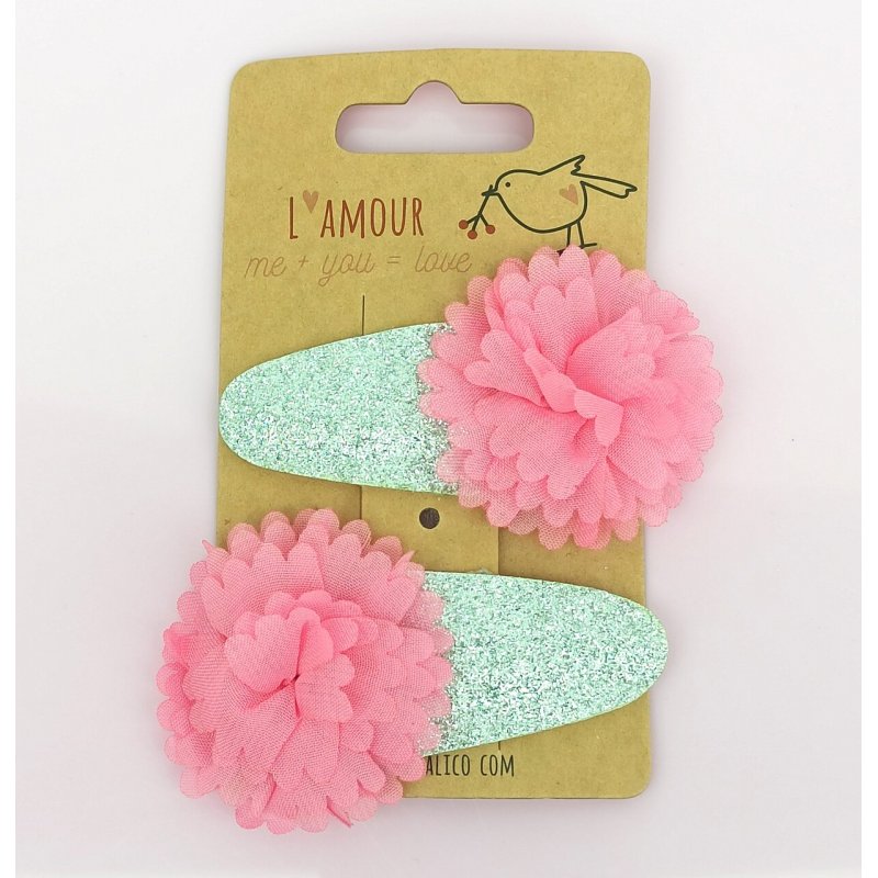 Coralico Zestaw spinek brokatowych z kwiatkiem  - 1