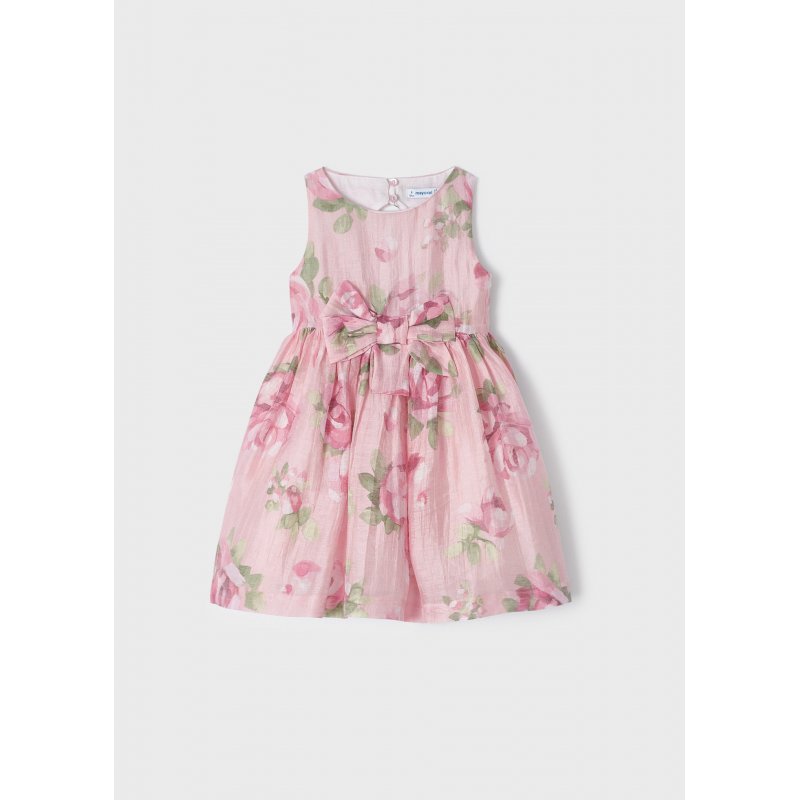 Mayoral Sukienka różowa z nadrukiem z lnem dla dziewczynki 3913 col. 92 Mayoral - 1