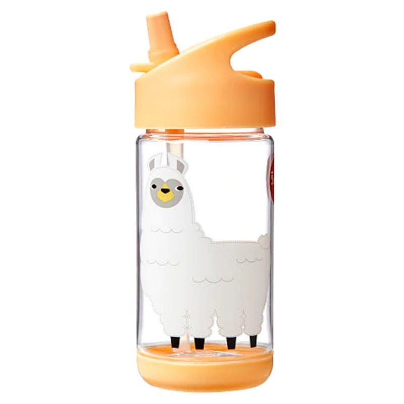 3 Sprouts- Bidon transparentny ze składanym ustnikiem Lama żółty PETIT MONKEY - 3