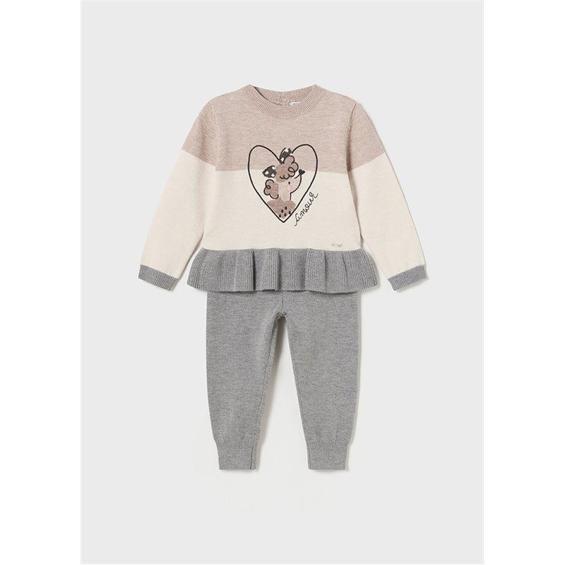 Komplet niemowlęcy beżowo szary 2528 col.69