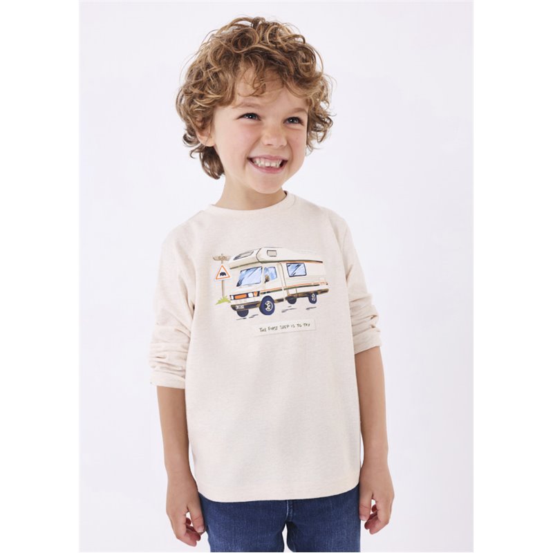 Koszulka z kamperem w kolorze kremowym długi rękaw 4023 col. 62