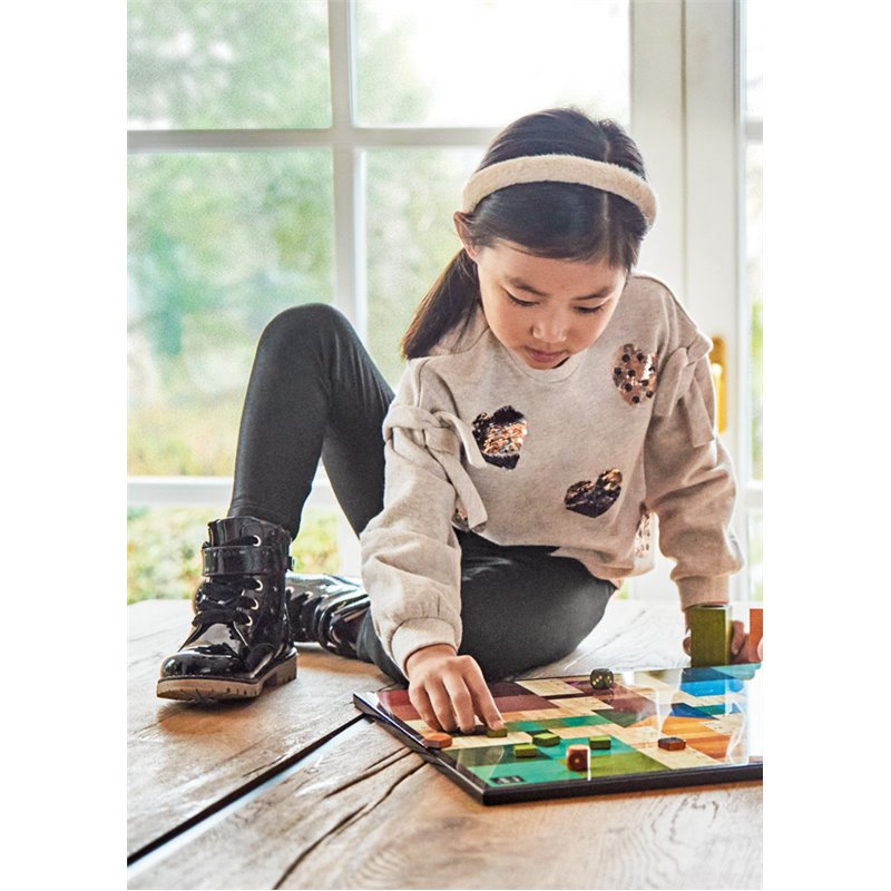 Komplet dziewczęcy 2-częściowy beżowo czarny w serduszka 4785 col.78