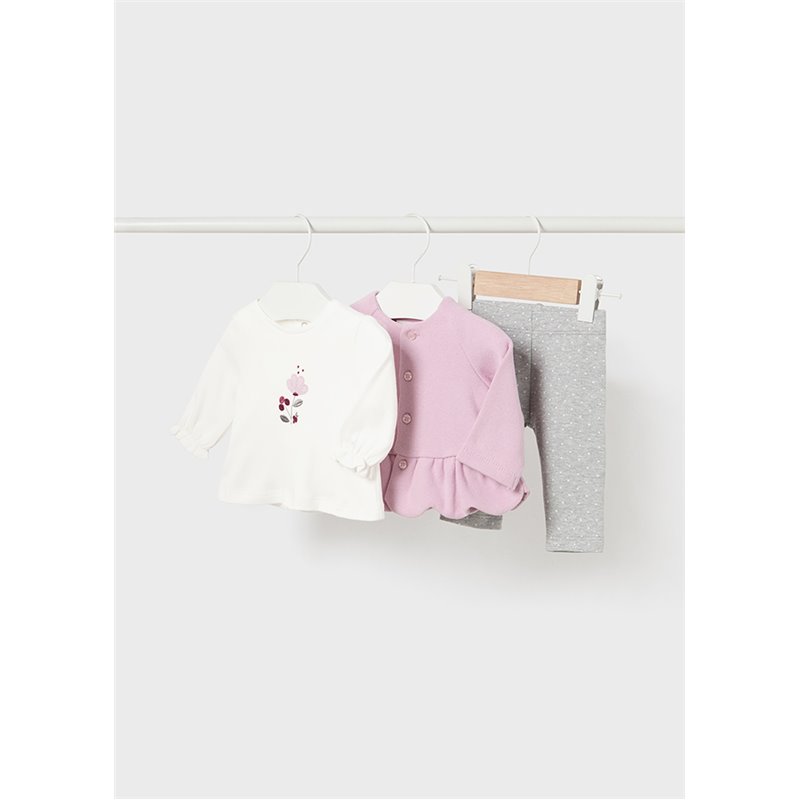 Komplet 3-częściowy z bawełny BCI Purple kwiatek 