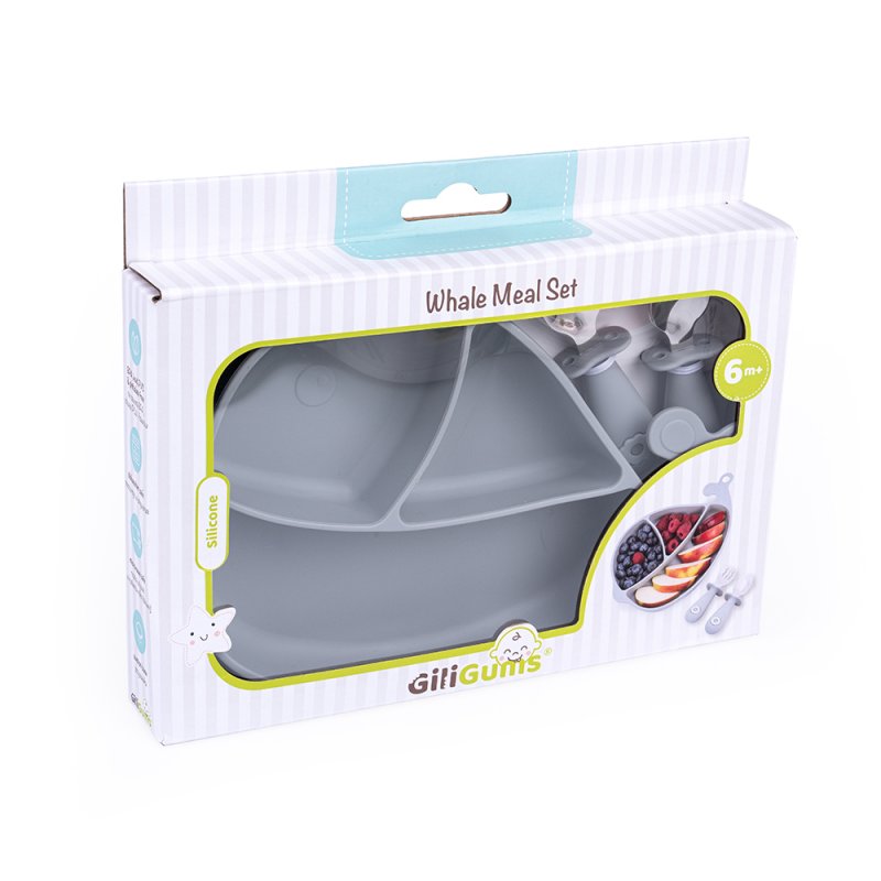 DUMEL GiliGums Wieloryb i talerzyk i sztućce kolor szary GiliGums - 3