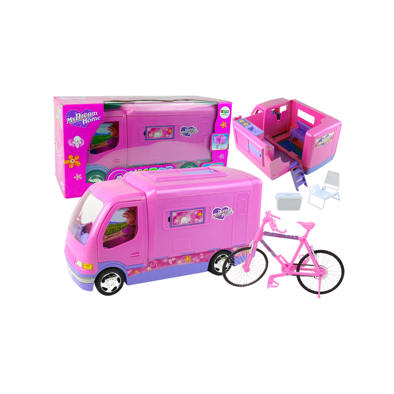 LEAN  Camper Camping Różowy Pojazd Dla Lalki Rower LEAN TOYS - 2