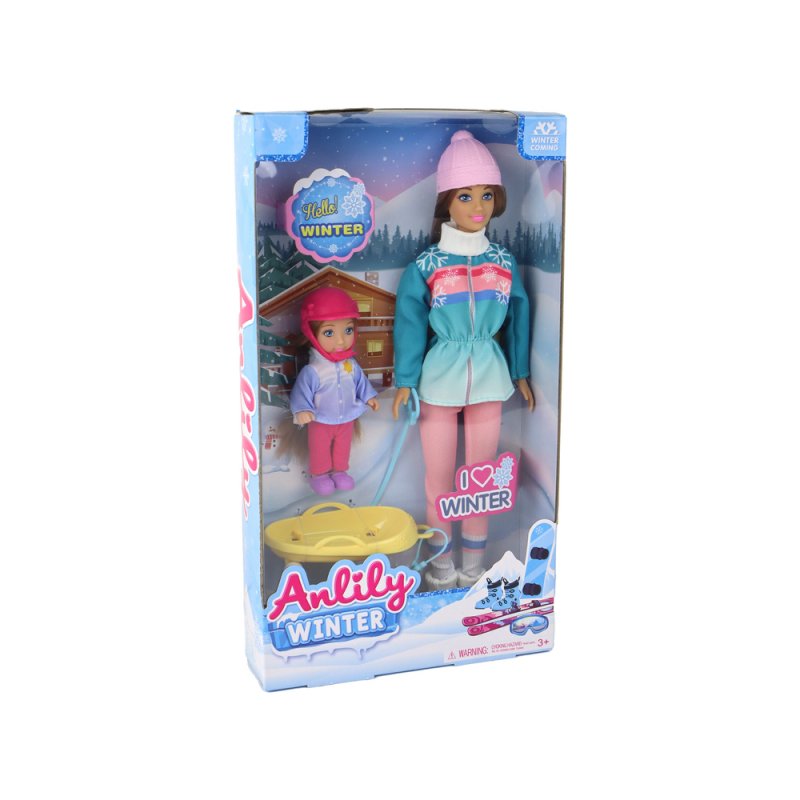 LEAN  Lalki Anlily Mama Z Córką Na Sankach Zestaw LEAN TOYS - 1