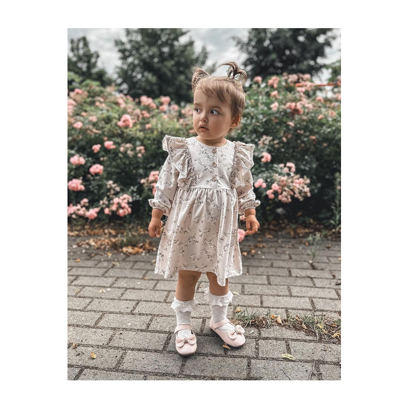 Mrofi Sukienka Sara beżowa z delikatnymi kwiatami Mrofi - 3