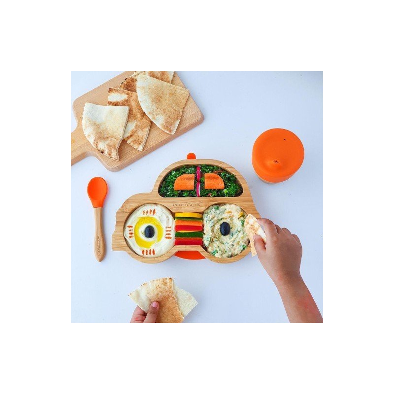 ECO RASCALS Miseczka bambusowa niebieskie autko z przyssawką ECO RASKALS - 2