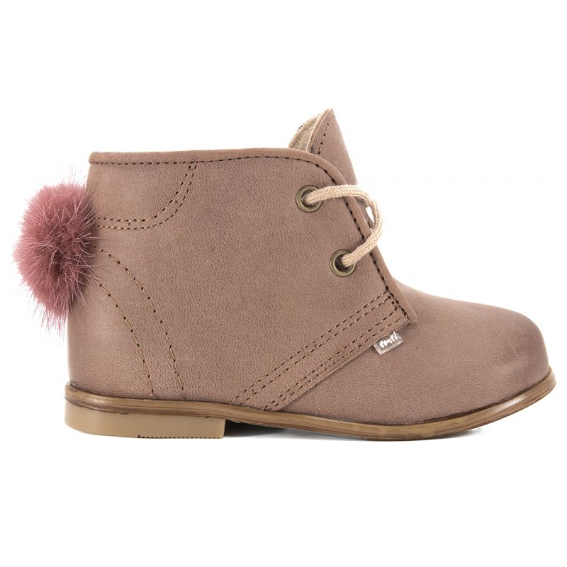 Emel buty trzewiki brązowe z pomponem ocieplane E2195E-K3 Emel - 1