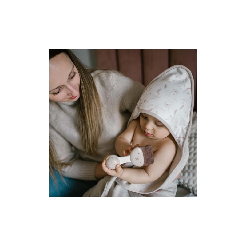 BabyOno Okrycie kąpielowe frotte z kapturkiem 100x100 beżowe Bright Starts - 1