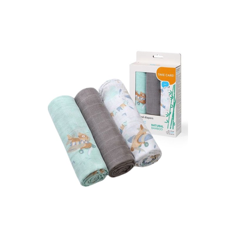 Babyono Pieluszka Bambusowa 3 szt Bright Starts - 1