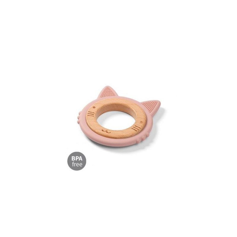 Babyono Gryzak drewniany silikonowy KITTEN Bright Starts - 1