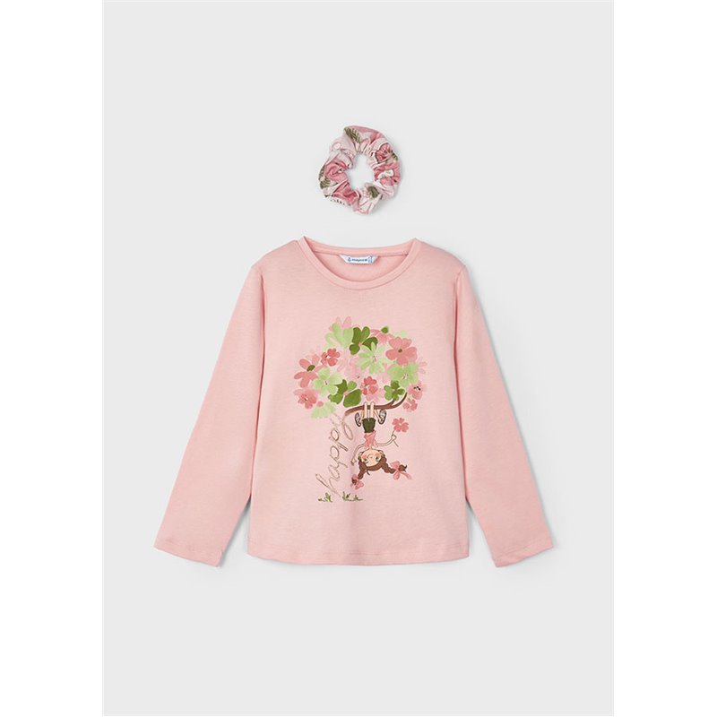 Mayoral Koszulka Better Cotton z gumką do włosów różowa 3092 col.67 Mayoral - 1