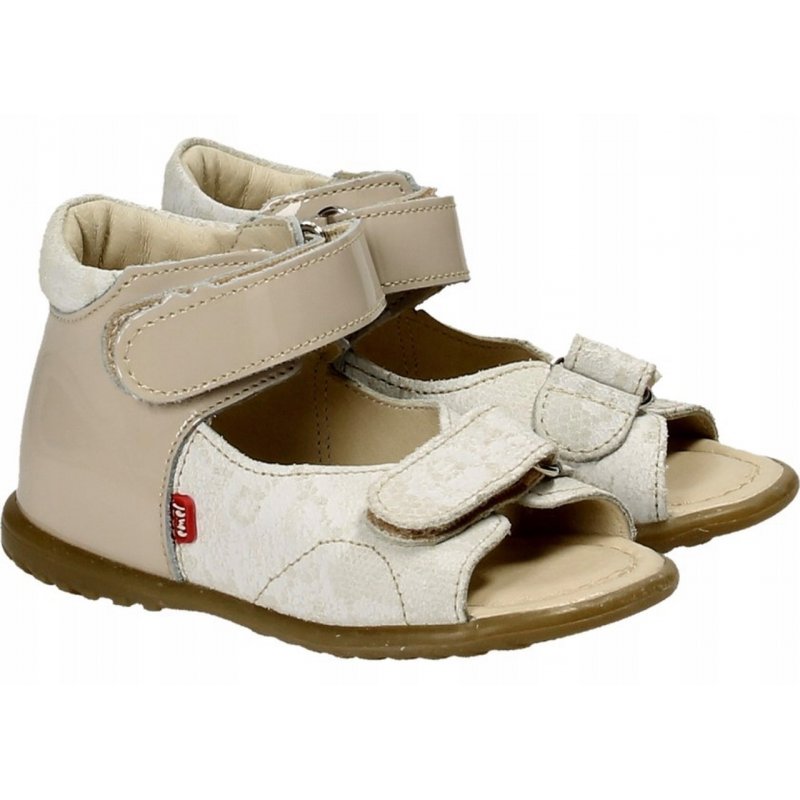 Ostatnie sztuki. Emel buty sandały beż koronka E2431D-7 Emel - 1
