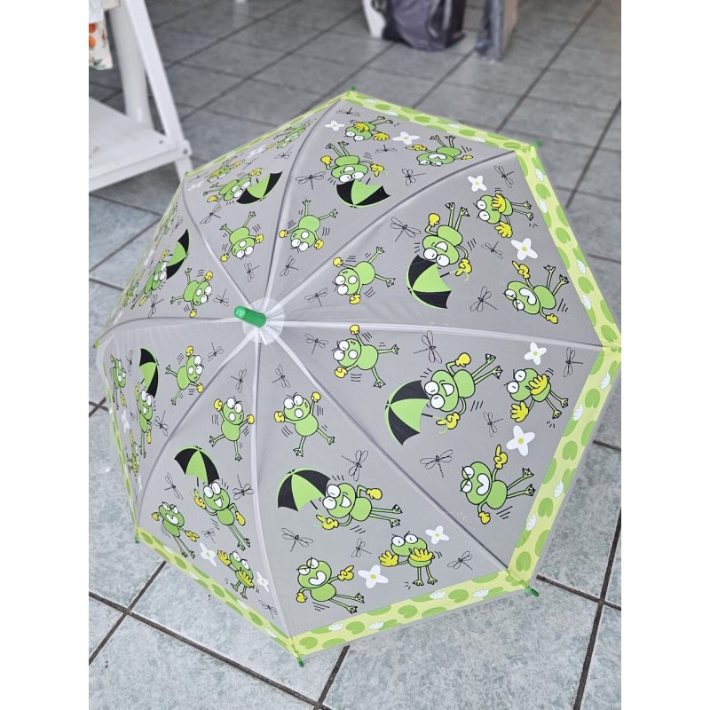 Parasolka automatyczna zielona w żabki z gwizdkiem  - 1
