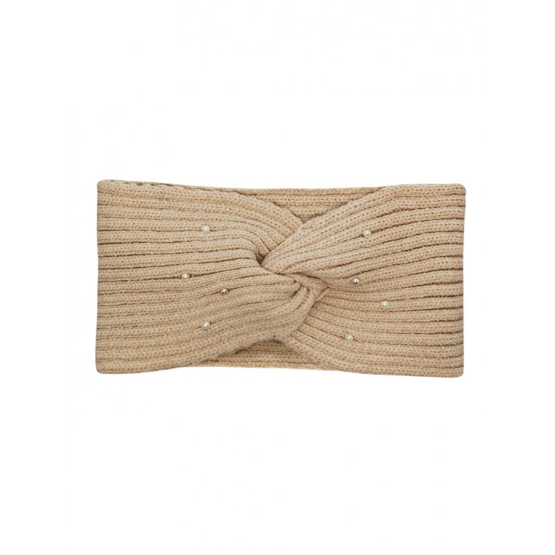 Barbaras Opaska zimowa dziergana beżowa z perełkami NULLA one size Barbaras - 1
