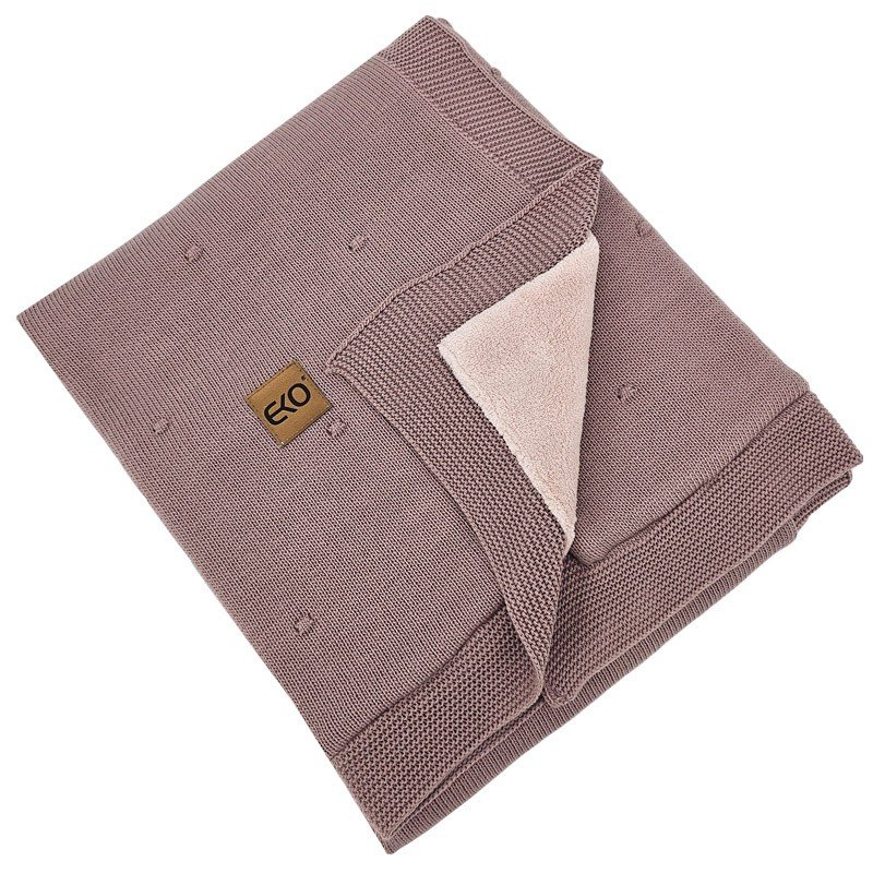 Eko Ciepły Kocyk z futerkowym podbiciem pudrowy róż ECO RASKALS - 3