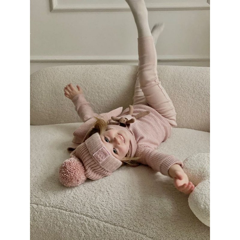 Jamiks Komplet pudrowy róż czapka z pomponem i szalik AZURA IV Jamiks - 1