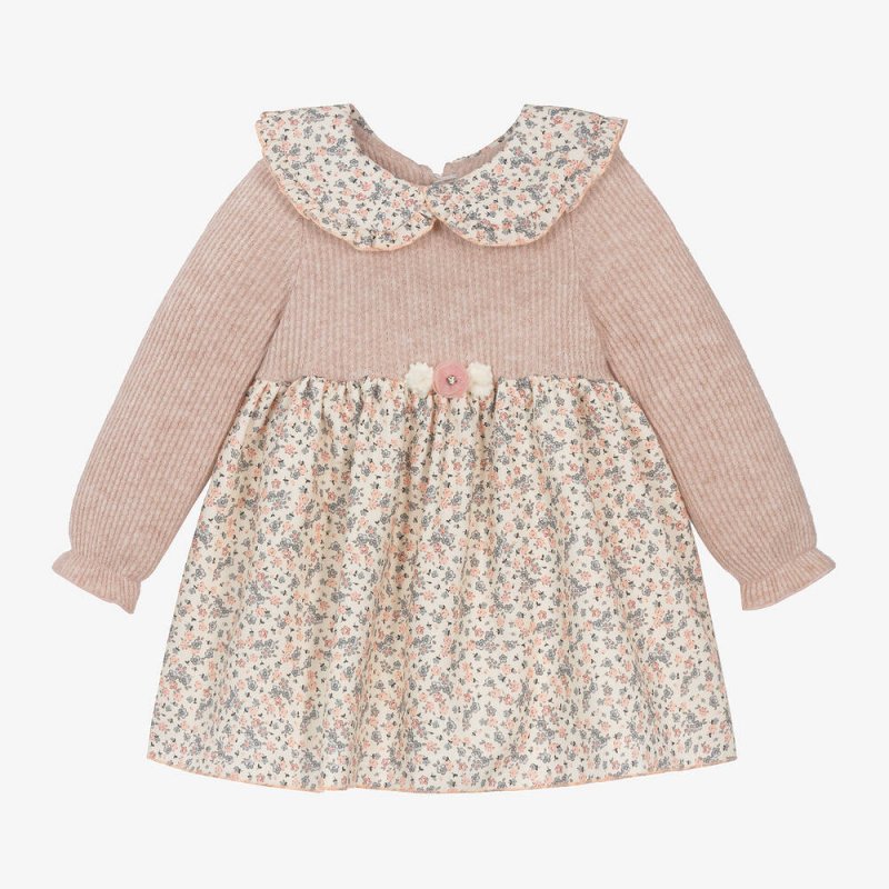 Jamiks Sukienka boho różowa w kwiaty z kołnierzykiem  AZIZA Jamiks - 1