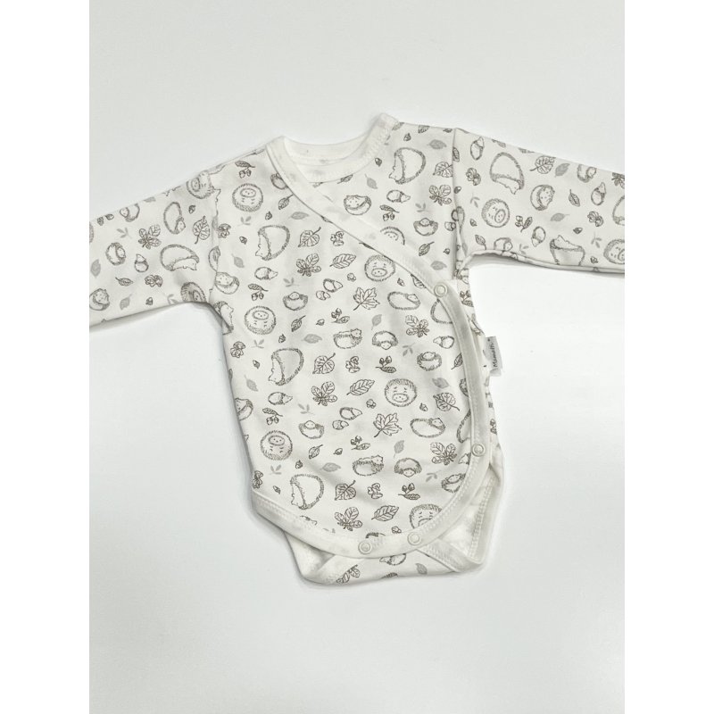 MAMATTI body białe z długim rękawem w leśne wzorki BD13926 Mamatti - 1