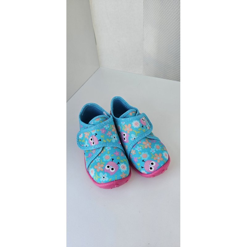 Superfit Obuwie tekstylne kapcie turkusowe w sowy SUPERFIT - 1