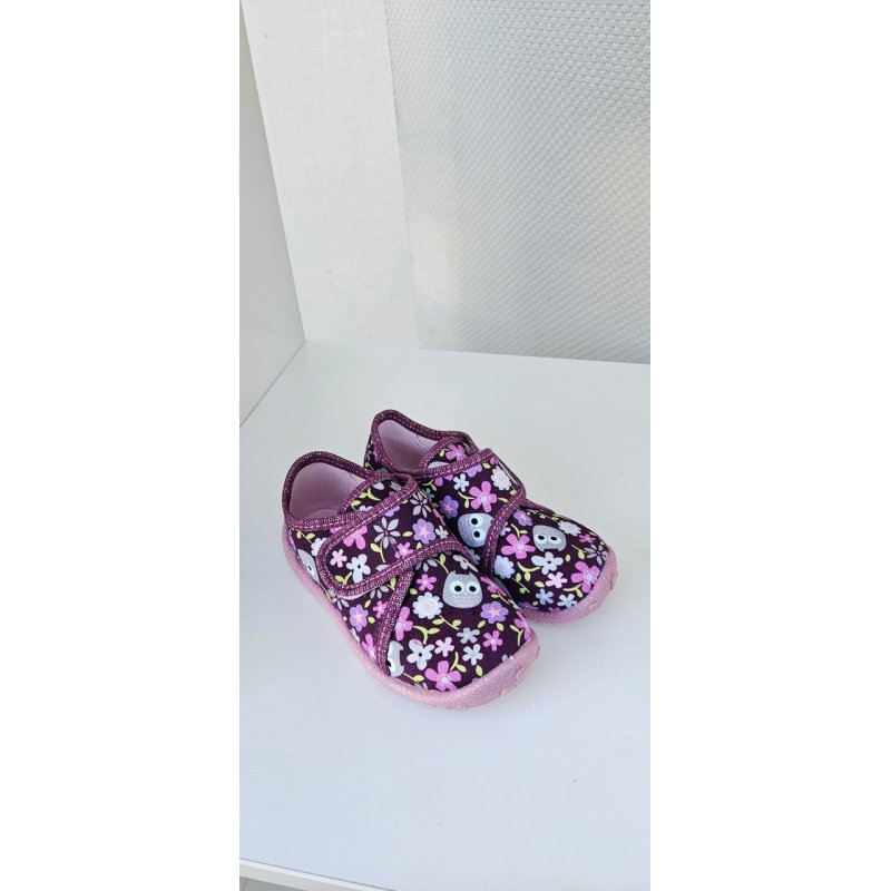 Superfit Obuwie tekstylne kapcie różowe w sowy SUPERFIT - 1