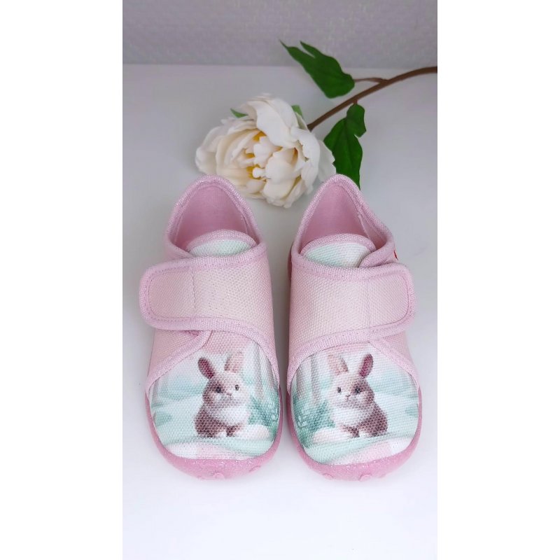 Superfit Obuwie tekstylne kapcie różowe z zajączkiem 9254-5560 SUPERFIT - 1