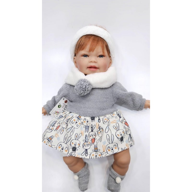 Nines d'Onil Lalka pachnąca w biało szarej sukience Susi 5121 Nines D'Onil - 1