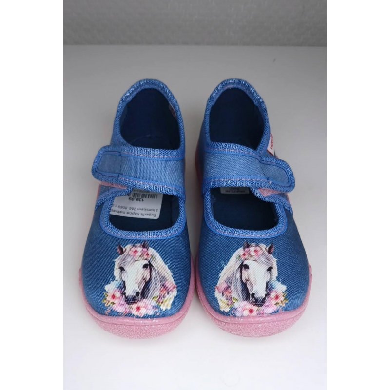 Superfit Obuwie tekstylne kapcie niebieskie z konikiem 288-8060 SUPERFIT - 2