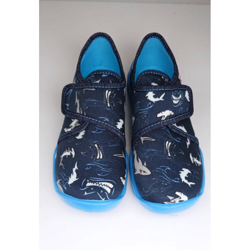 Superfit Obuwie tekstylne kapcie granatowe w rekiny 273-8030 SUPERFIT - 1