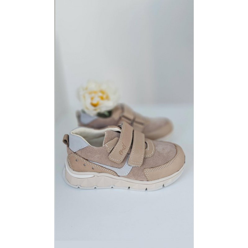 Emel Barcelona beżowe sneakersy z błękitnymi dodatkami E 2797A-22 Emel - 1