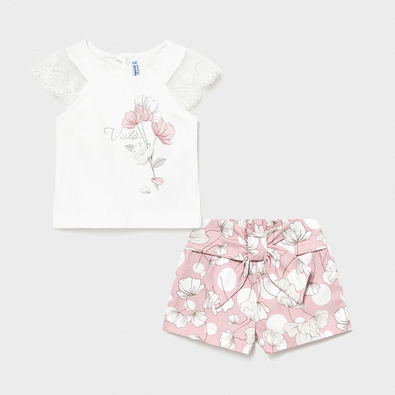 Mayoral Komplet z bermudami z nadrukiem dla dziewczynki 1233 col.50 Mayoral - 1